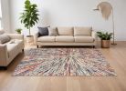 7' X 10' Cream Celestial Burst Abstract Area Rug