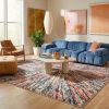 7' X 10' Cream Celestial Burst Abstract Area Rug