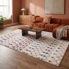 5' X 8' White Modern Geometric Grid Area Rug