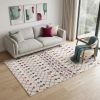 5' X 8' White Modern Geometric Grid Area Rug