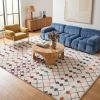 8' X 11' White Modern Geometric Grid Area Rug