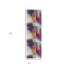 13' Gray Ivory And Magenta Abstract Runner Rug