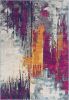 2' X 5' Gray Ivory And Magenta Abstract Area Rug