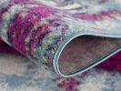 6' Gray Ivory And Magenta Abstract Runner Rug