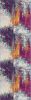 8' Gray Ivory And Magenta Abstract Runner Rug