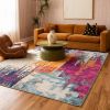 9' X 13' Gray and Magenta Abstract Area Rug