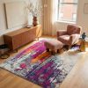 9' X 13' Gray and Magenta Abstract Area Rug