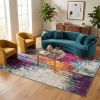 9' X 13' Gray and Magenta Abstract Area Rug