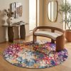 10' Magenta and Gold Abstract Runner Rug
