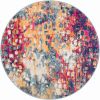 10' Magenta and Gold Abstract Runner Rug