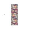 13' Blue And Gold Abstract Runner Rug