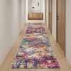 13' Blue And Gold Abstract Runner Rug