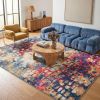 5' X 7' Blue and Gold Abstract Area Rug