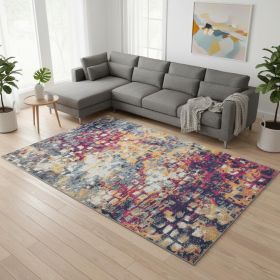 9' X 13' Multicolored Abstract Painting Area Rug