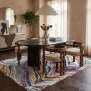 6' X 9' Ivory Blue and Gold Abstract Area Rug