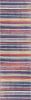 10' Blue And Ivory Striped Runner Rug