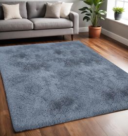 5' X 7' Gray Shag Non Skid Area Rug