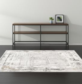 4' X 6' Gray and Ivory Abstract Power Loom Area Rug