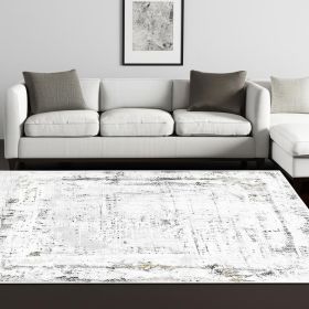 8' X 11' Gray and Ivory Abstract Power Loom Area Rug