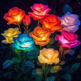Solar Lights Outdoor Waterproof For Garden Decor, 4 Pack Solar Garden Lights For Outside, Outdoor Solar Lights For Yard With Solar Flowers Lights, Sol