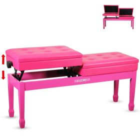 5 Core Duet Piano Bench 3.5 Inch Padded Cushioned Stool Wooden Heavy Duty Musician Chair Height Adjustable Double Keyboard Seat W Storage Nonslip Cher