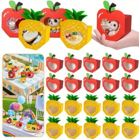 20 Pcs Summer Party 3D Treat Boxes With Clear Window Cute Mini Party Favor Bags Apple Pineapple Shaped 2 Styles Cookie Box For Pool Wedding Christmas