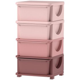 30" 4 Tier Kids Storage Unit Dresser Tower w/ 4 Drawers, Pink