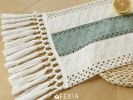 Sage Green Table Runner 72 Inches Long with Tassels Boho for Easter Home Decor Rustic Macrame Farmhouse Table Cover for Srping Party Bohemian Bridal S
