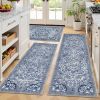 Boho Kitchen Rugs Sets 3 Piece with Runner Floral Kitchen Floor Mat Carpet Farmhouse Kitchen Rugs and Mats Non Skid Washable Runner Rug for Kitchen Fl