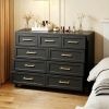 9-Drawer Tall Dresser, Black Metal Storage Cabinet with Smooth Gliding Drawers, Space-Saving Chest of Drawers for Bedroom, Living Room, Entryway