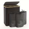 42.27 Gallon Extra Large Laundry Hamper with Lid, 3-Section Sorter with Removable Mesh Bags, Pre-Sorted Labels, Heavy Duty Fabric & Bamboo Frame