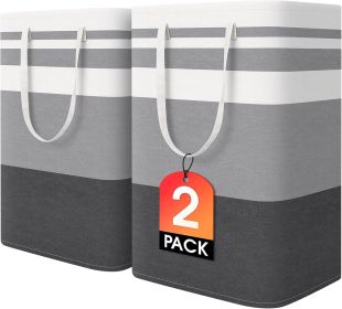 2 Pack Large Laundry Baskets, Waterproof, Freestanding Laundry Hampers, Collapsible Clothes Hamper with Reinforced Handles in Laundry Room