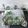 3pcs Botanical Palm Tree Pattern Comforter Set, Breathable 3 Piece Bedding Set, Cozy Tropical Bed Set for Bedroom Guest Room