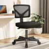 Ergonomic Home Office Mesh Desk Chair, Small Space, Armless Rolling Chair for Adults, Black