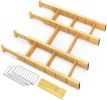 Bamboo Drawer Dividers with Inserts and Labels, Kitchen Adjustable Drawer Organizers, Expandable Organization for Home, Office, Dressers