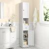 71 Inch Tall Bathroom Storage Cabinet, 5-Tier Narrow Metal Cabinet with 2 Doors & Adjustable Shelves, Freestanding Cabinet for Space Saving in Kitchen