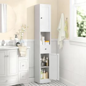 71 Inch Tall Bathroom Storage Cabinet, 5-Tier Narrow Metal Cabinet with 2 Doors & Adjustable Shelves, Freestanding Cabinet for Space Saving in Kitchen