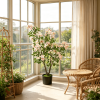 36\" Set of 1 Artificial Impatiens Tree with Mini Fruits Silk Flowers Home Decor Faux Plant for Living Room Bedroom Office"