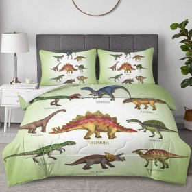 3pcs Kids Dinosaur Comforter Set, Ultra-Soft Microfiber, All-Season Bedding with Cute Dinosaur Print for Boys & Girls