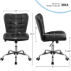 Modern Tufted Faux Leather Home Office Armless Desk Chair, Black