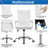 Modern Adult Faux Leather Office Desk Chair with Mid-back for Home Office, White