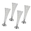 4 PCS Crystal Wedding Flower Vase, 20 in Tall Flower Table Centerpieces, Crystal Cylinder Banquet Vases Easy Installation