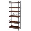 Industrial Bookshelf, 6-Tier, Vintage Ladder Shelf Bookshelves and Bookcases, with Metal Frame, Book Organizer with Open Shelves, for Living Room