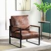 Classic Mid Century Modern Accent Chair with Durable Square Metal Frame, Armchair for Living Room, Bedroom