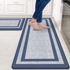 Kitchen Mats Set of 2,Cushioned Anti-Fatigue Non-Skid Rug Sets Ergonomic Comfort Standing Mat for Kitchen, Floor, Office, Sink, Laundry, Blue and Gray
