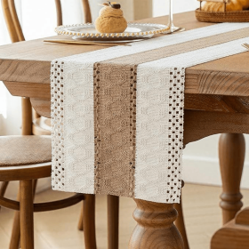Boho Table Runner for Home Decor with Out Tassels 72 Inches Long Farmhouse Rustic Table Runner Macrame Burlap Table Decoration for Living Room Bridal