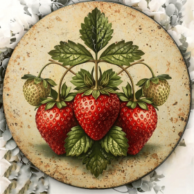 CIFbuy 1pc Vintage Fresh Strawberry 2D Flat Round Sign 8x8in, "x8in" Retro Fruit, Plaque Decor for Kitchen Cafe Restaurant Wall ArtTikTok, kTok