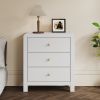 3 Drawer Dresser with Rounded Table Corners, Modern Chest of Drawers, Large Nightstand Side Table, Wood Storage Dressers Organizer for Bedroom