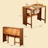 Bamboo Folding Desk,Space-Saving Computer Desk for Small Spaces, Foldable Study Table for Bedroom, Home Office, Dorm, Apartment (Walnut)