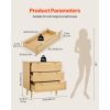 3 Drawer Rattan Dresser, Modern Closet Dresser for Bedroom, Natural Rattan Chest of Drawers with Metal Handles & Wooden Legs